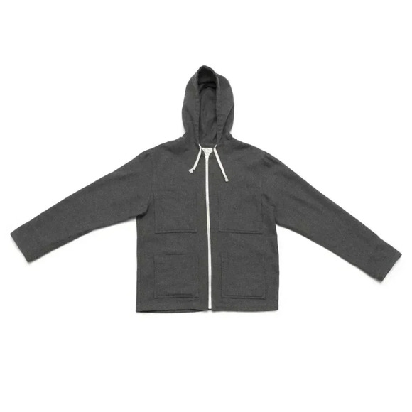 Alex Crane Bight Wool Charcoal Grey 4 Pocket Zip Hoodie Jacket Size Small - Picture 6 of 6